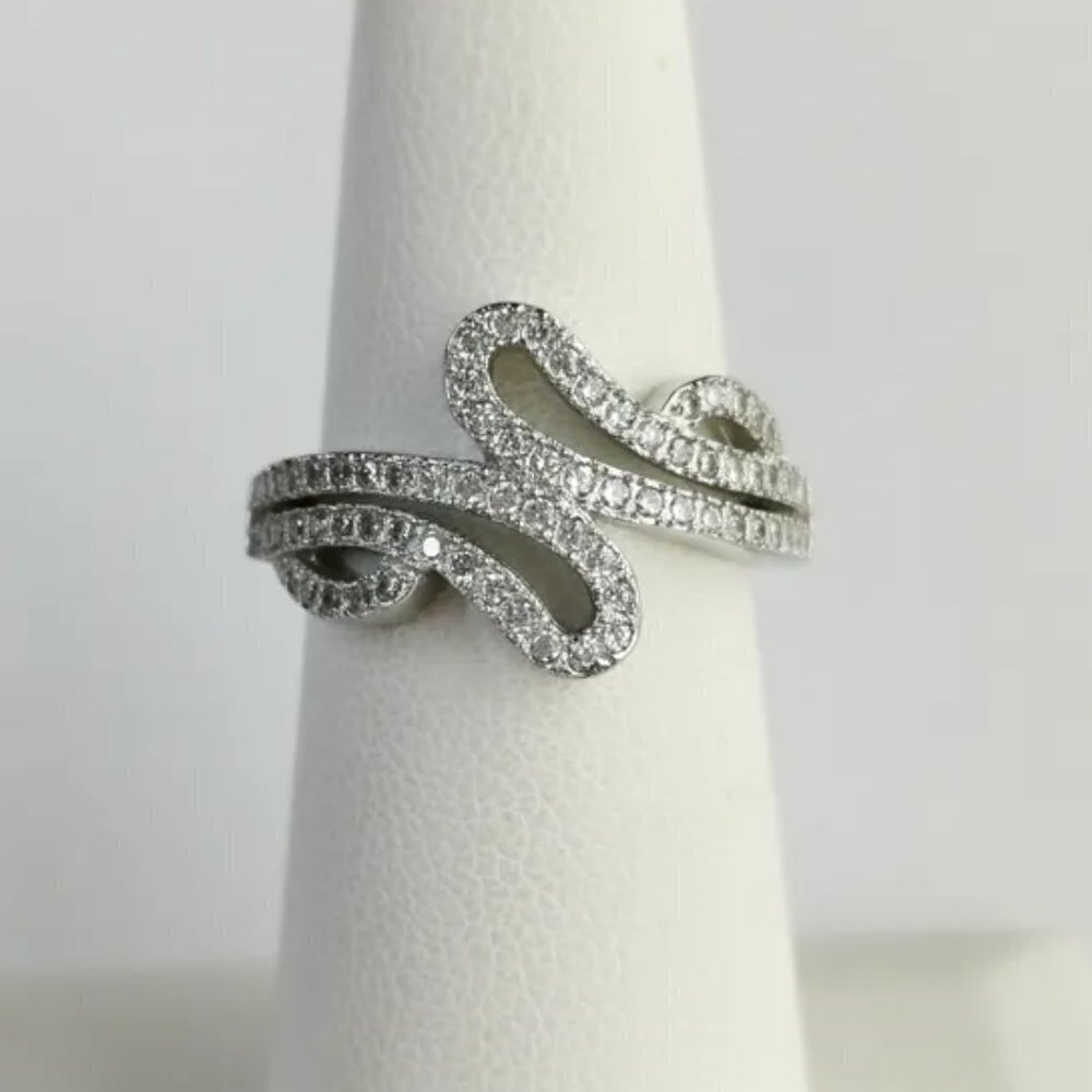 Cz Sterling Silver cocktail band ring size 6